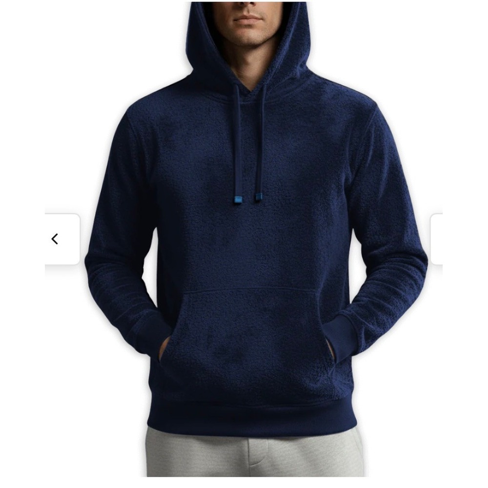 DudeRobe Mens Navy Blue Hoodie Robe Shark Tank Towel Terry Loungewear Large NEW